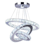 Modern 54W LED Ceiling Light 3 Crystal Ring Pendant Chandelier Lamp Home Decor jorunhe.com