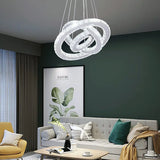 Modern 54W LED Ceiling Light 3 Crystal Ring Pendant Chandelier Lamp Home Decor jorunhe.com