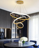 Modern 55W LED Ceiling Light 3 Ring Pendant Chandelier Lamp Home