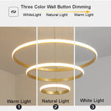 Modern 55W LED Ceiling Light 3 Ring Pendant Chandelier Lamp Home jorunhe.com