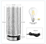 Modern Bedside Table Lamp with USB Port, Table Desk Lamp, Nightstand Decorative Room Table Lamp, Sliver Lamp Shade Night Light Fixture for Living Room/Bedroom/Dining Room/Kitchen jorunhe.com