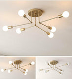 Modern Brass 6 Heads Chandelier Pendant Lighting Ceiling Lights Study Room Lamp