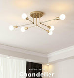 Modern Brass 6 Heads Chandelier Pendant Lighting Ceiling Lights Study Room Lamp jorunhe.com