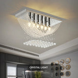 Modern Crystal Ceiling Light 6 Lights Chandelier Living Room Bed Light