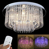 Modern LED Crystal Ceiling Light Flush Mount Crystal Chandelier Remote Control