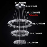 Modern Round 3 Ring Crystal 52W LED Pendant Lamp Chandelier Ceiling light Decor jorunhe.com