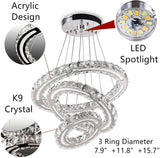 Modern Round 3 Ring Crystal 52W LED Pendant Lamp Chandelier Ceiling light Decor jorunhe.com