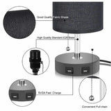 Modern USB Table Lamp Fabric Bedside Table Lamp With Dual USB Charging Ports jorunhe.com