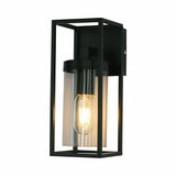 Rectangular Outdoor Glass Wall Light Clear Metal Waterproof Garden Wall Lamp jorunhe.com