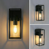 Rectangular Outdoor Glass Wall Light Clear Metal Waterproof Garden Wall Lamp jorunhe.com