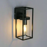 Rectangular Outdoor Glass Wall Light Clear Metal Waterproof Garden Wall Lamp jorunhe.com