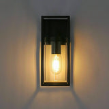 Rectangular Outdoor Glass Wall Light Clear Metal Waterproof Garden Wall Lamp jorunhe.com