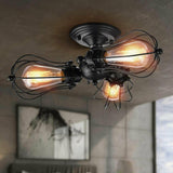 Retro 3 Heads Vintage Ceiling Lights Adjustable Socket Industrial Chandeliers jorunhe.com