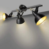 Retro 3 Way Ceiling Light Semi-Flush Ceiling Rotatable Spotlights Living Room