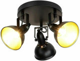 Retro 3 Way Ceiling Light Semi-Flush Ceiling Rotatable Spotlights Living Room jorunhe.com