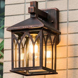 Square Glass Lantern Wall Sconce Light Vintage Outdoor Waterproof Rustproof Wall Lamp Outside Decoration Metal Wall Lantern for Corridor Villa Patio Garden jorunhe.com