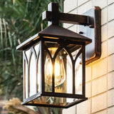 Square Glass Lantern Wall Sconce Light Vintage Outdoor Waterproof Rustproof Wall Lamp Outside Decoration Metal Wall Lantern for Corridor Villa Patio Garden jorunhe.com