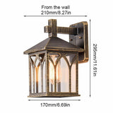 Square Glass Lantern Wall Sconce Light Vintage Outdoor Waterproof Rustproof Wall Lamp Outside Decoration Metal Wall Lantern for Corridor Villa Patio Garden jorunhe.com