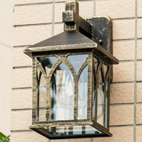 Square Glass Lantern Wall Sconce Light Vintage Outdoor Waterproof Rustproof Wall Lamp Outside Decoration Metal Wall Lantern for Corridor Villa Patio Garden jorunhe.com