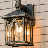 Square Glass Lantern Wall Sconce Light Vintage Outdoor Waterproof Rustproof Wall Lamp Outside Decoration Metal Wall Lantern for Corridor Villa Patio Garden jorunhe.com