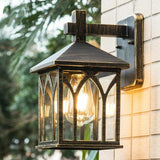 Square Glass Lantern Wall Sconce Light Vintage Outdoor Waterproof Rustproof Wall Lamp Outside Decoration Metal Wall Lantern for Corridor Villa Patio Garden jorunhe.com