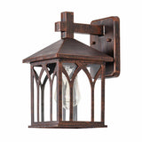 Square Glass Lantern Wall Sconce Light Vintage Outdoor Waterproof Rustproof Wall Lamp Outside Decoration Metal Wall Lantern for Corridor Villa Patio Garden jorunhe.com