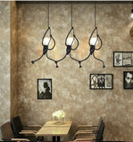 Swing Figure Industrial Loft Chandelier 3 Head Pendant Light Lamp Retro Iron jorunhe.com