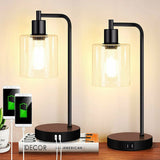 Touch Control Dimmable Glass Table Lamp with 2 USB Charging Ports Desk Lamp jorunhe.com