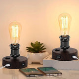 USB Table Lamp , Industrial Table Lamp with 2 USB Ports, Small Vintage Bedside Desk Lamp for Bedroom, Office, Living Room (Without Bulb) jorunhe.com