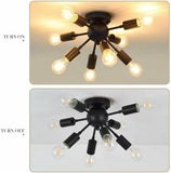 Vintage 8-Light Sputnik Ceiling Light Chandelier Semi Ceiling Lights Flush Mount jorunhe.com