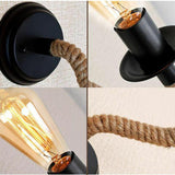 Vintage Industrial Hemp Rope Pipe Wall Sconce Wall Lamp Bar Lights H jorunhe.com