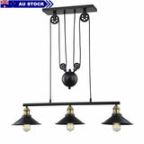 Vintage Pendant Light Industrial Pulley Ceiling Lights Chandelier Adjustable